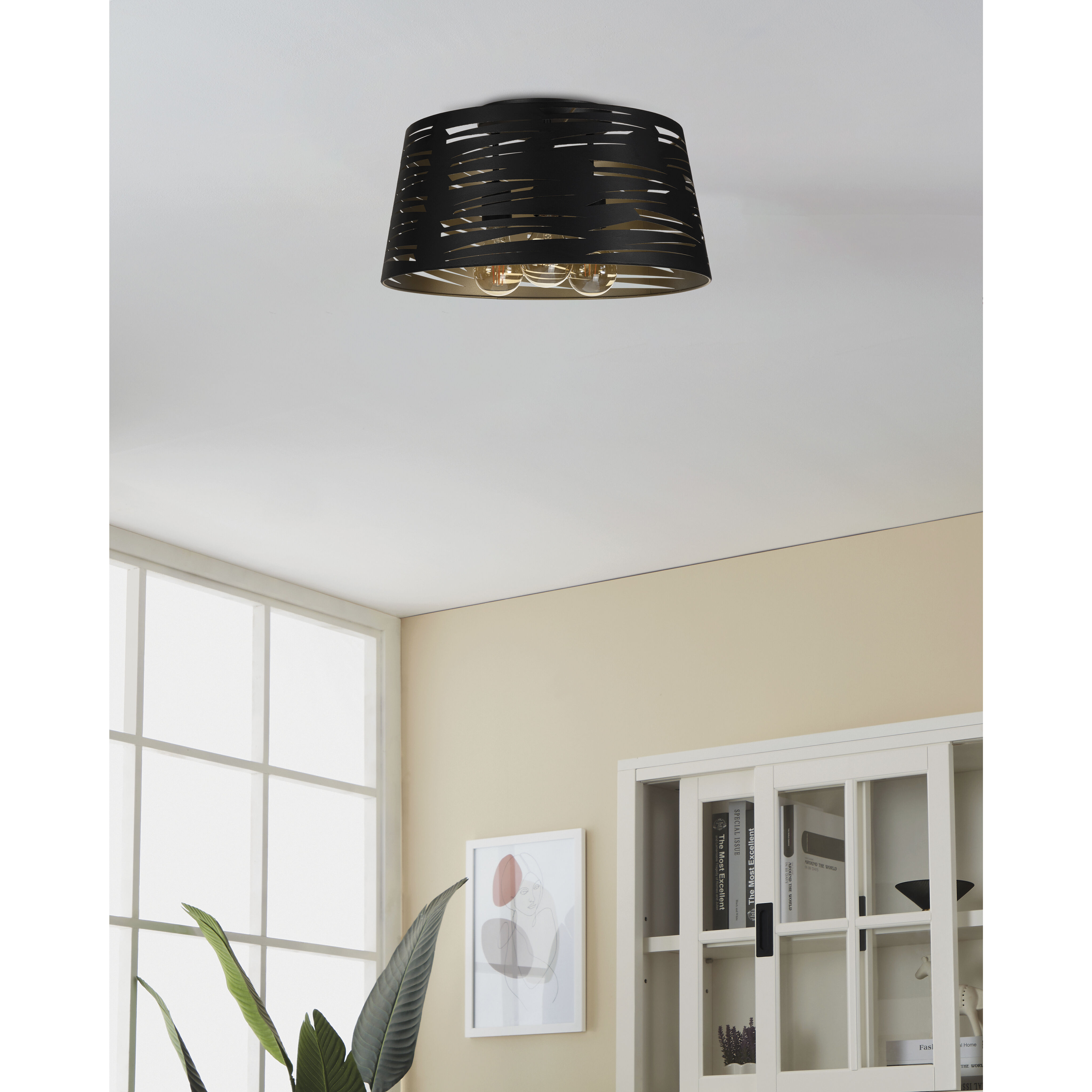 Akers Mill 3 Light 18.98 inch Black and Gold Flush Mount Ceiling Light